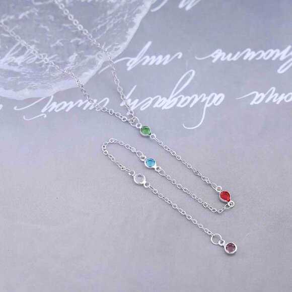 Stylish Y Drop Crystal Necklace with Rainbow Rhinestone – Perfect Gift for Women - Picture 5 of 7